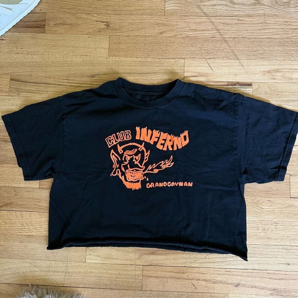 John Galt black cropped graphic tee shirt OS Small Brandy Melville